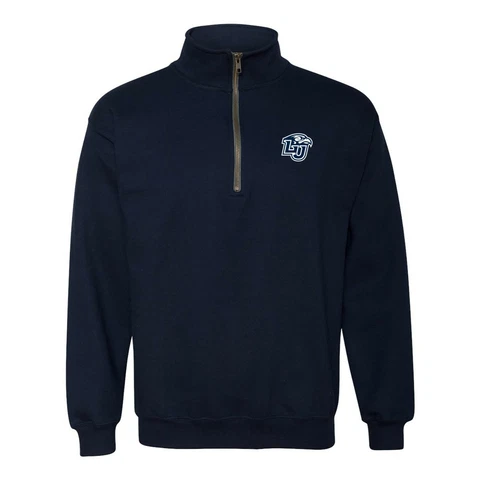Liberty Flames Primary Logo Left Chest Quarter Zip Sweatshirt - Navy Cover
