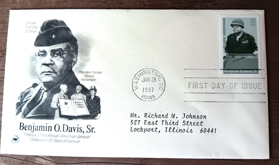 ARMY GENERAL BENJAMIN DAVIS BLACK HERITAGE FIRST GENERAL 1997 ARTCRAFT PCS FDC - Image 1 of 1