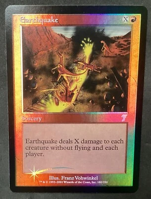 Magic the Gathering 2001 MTG Earthquake Foil 7th Edition Red NM to MT - Image 1 of 2