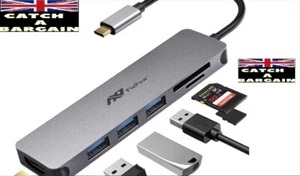Flepow 6 in 1 USB C Hub Multiport Adapter 4K HDMI Output, 3 USB 3.0 Ports (DK15) - Bild 1 von 9