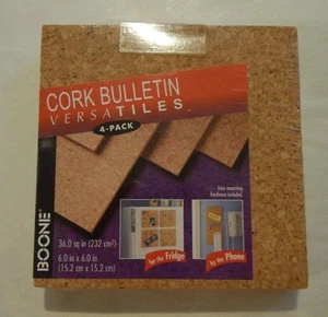 Boone Cork Bulletin Versatiles - 4 Pack - 6" x 6" - NEW IN PACKAGE - Picture 1 of 2