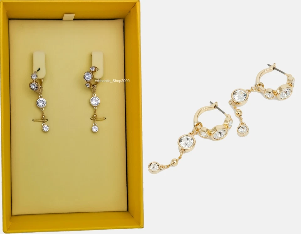 Swarovski Imber Drop Earrings Round Cut White Mixed Metal Finish 5680097