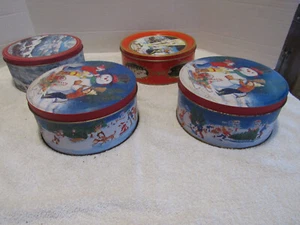 Vintage Winterszenen Metall Kanister Dosen - Bild 1 von 6