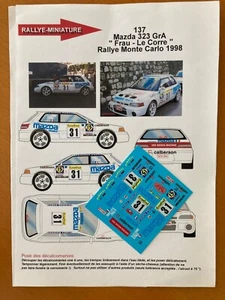 DECALS 1/43 MAZDA 323 FRAU RALLYE MONTE CARLO 1998 WRC RALLY MONTECARLO - Foto 1 di 1