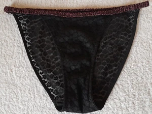 Bragas de bikini elásticas negras suaves satinadas de encaje transparente S 8-10 - Imagen 1 de 11