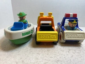 Vtg Tonka Police Car, Construction Truck, Boat W/two Figures - Picture 1 of 10