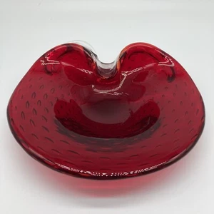Vintage Murano Kunst Glas ROT Freiform Schale Bullicante italienisch mundgeblasen - Bild 1 von 12