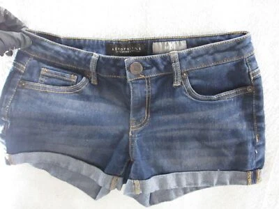 Pantalones Cortos Aeropostale Midi Para Mujer Talla 2 Azul Denim Raro Pink Floyd Bolsillo Trasero Foto 1 de 4