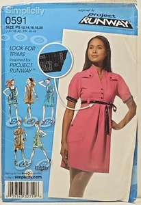 Simplicity 0591 Sweetheart, Baby Doll, Mini, Shirt Dress Options Sz 12-20 UNCUT - Picture 1 of 3