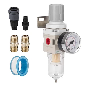 1/4" NPT Compressed Air Filter Regulator Combo, Air Compressor Water Separator, - Picture 1 of 12