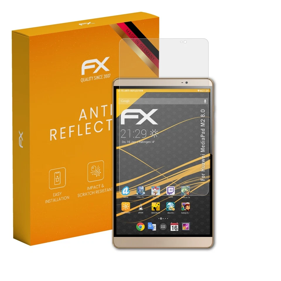 atFoliX 2x Screen Protection Film for Huawei MediaPad M2 8.0 matt&shockproof - Image 1 of 4