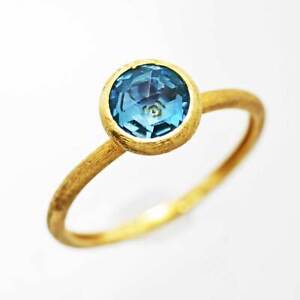 MARCO BICEGO Jaipur Color Collection 18K Gold Blue Topaz Ring #54 US size 7.5