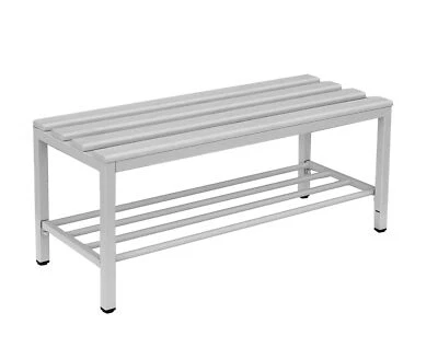 Sitzbank Garderobensitzbank Umkleidebank freistehend 200 cm hellgrau PVC 801170 - Bild 1 von 4