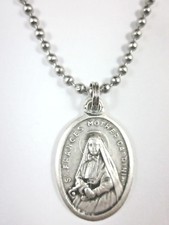 St Frances Cabrini Medal Italy Necklace 24" Ball Chain Gift Box & Prayer Card