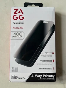 SET 2 ZAGG Protezione Schermo Privacy Scudo Invisibile iPhone 16 PRO (6.3") - Foto 1 di 1