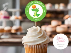 PERSONALISED Cupcake Decoration Pick Toppers Birthday Crocodile | Favours - Picture 1 of 2