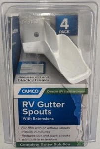 CAMCO RV 4Pk White All-In-One Gutter Spouts with Built-In Extensions 42134 - Picture 1 of 2