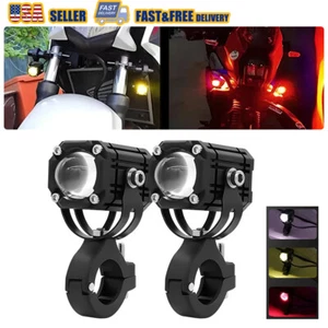 Motorcycle LED Headlight Fog Driving Spot Light auxiliary Lamp White Yellow Red - Picture 1 of 20