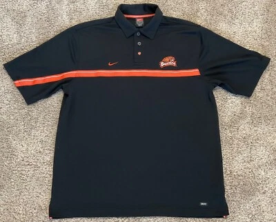 NIKE TEAM Oregon State Univ. Beavers Dri-Fit Polo Mens Medium Black Embroidered - Image 1 of 4
