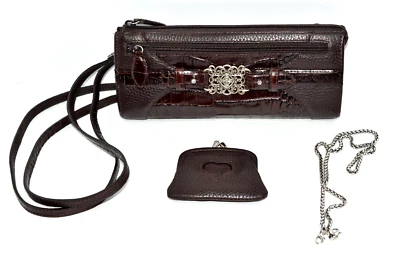 ORGANIZADOR DE BILLETERA de cuero marrón Brighton Correa Bandolera, Cadena y Cartera Cambiadora Foto 1 de 4