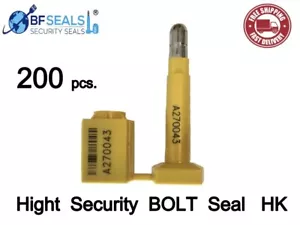Sello de perno de alta seguridad HK, 200 piezas, amarillo, certificado ISO y C-TPAT, código de barras - Imagen 1 de 9