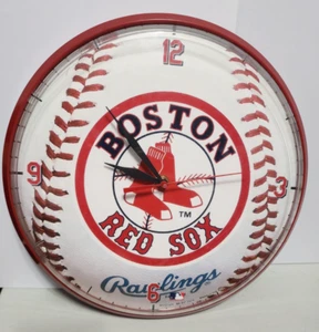 Boston Red Sox Logo Baseball 12” Round Wall Clock Wincraft MLBP 2003 USA ⚾ - Picture 1 of 8