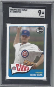 Tarjeta de béisbol Upper Deck Vintage 2003 #54 Kerry Wood Chicago Cubs clasificación SGC 9 - Imagen 1 de 2