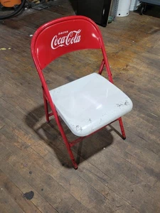 Coca Cola Klappstuhl Metall Klappsitz Rot Weiß Logo Coke - Bild 1 von 12
