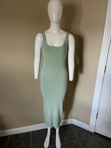 Intermix Mint Green Womens Midi Ribbed Bodycon Tank Dress Size Small - Picture 1 of 8