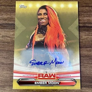 2019 Topps WWE RAW Ember Moon Autographs Gold 10/10 #AEM BOOKEND AEW ATHENA RARE - Picture 1 of 2