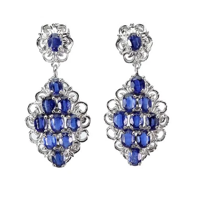 Pendientes de plata de ley 925 ovalados de cianita 4x3 mm joyas de piedras preciosas naturales Foto 1 de 4