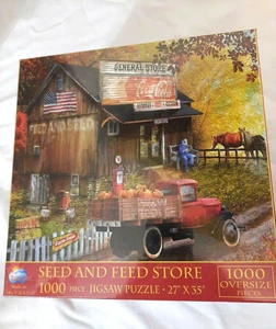 Suns Out Seed & Feed Store 1000 Pc Jigsaw Puzzle Art By Tom Wood Sealed NIB - Picture 1 of 6