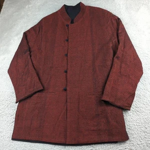 Smoking Jacket Mens OS Red Black Reversible Pashmina Cashmere Silk Handwoven - Picture 1 of 24