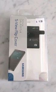 Samsung Galaxy S5 S-View Flip Cover Vegan Leather S View Case - White - Picture 1 of 2