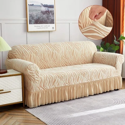 Funda de sofá de jacquard elástica con falda de 1/2/3/4 plazas elegante funda para sofá Foto 1 de 4