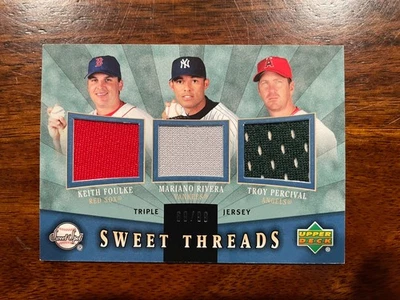 2004 Upper Deck Triple Game Used Jersey Sweet Threads Rivera Foulke Percival - Image 1 of 2