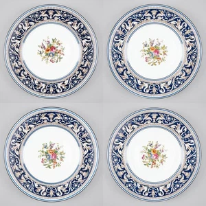 Set of 4x 8" Salad Plates, Florentine Dark Blue Floral by Wedgwood - Picture 1 of 16