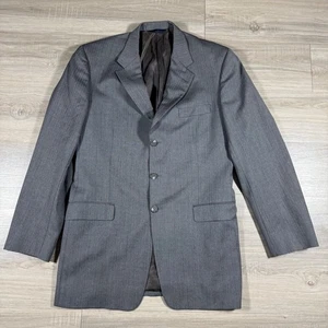 Burberry 100% Wool Herringbone Suit Blazer Sport Jacket Gray Size  44XL - Picture 1 of 13