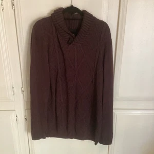 METHOD Cable Knit Grandpa Sweater MEN'S XXL Vintage Wash Rust - Picture 1 of 6