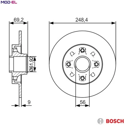 2x BRAKE DISC 0 986 479 S43 FOR PEUGEOT 2008/Van/SUV 207/207+ 208/Hatchback 1.0L - Image 1 of 4