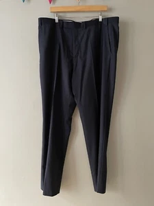 M&S Sartorial Pure New Wool Formal Trousers Navy W40 L33 Indigo Office Work - Picture 1 of 10