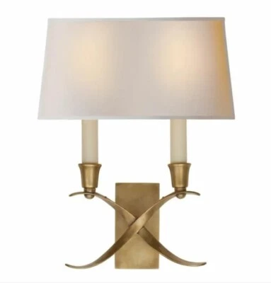 Visual Comfort CHD 1190AB-NP 12-1/2"H Wall Sconce w/Natural Paper Shade - Image 1 of 4