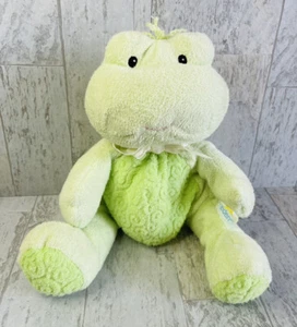 Eden Frog Green Terry Cloth Baby Plush Rattle Swirl Yellow Ribbon Learning Curve - Picture 1 of 9