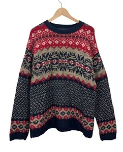 Abercrombie Fitch Fair Isle Geometric Print Wool Sweater Large - Picture 1 of 5
