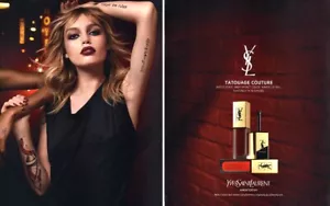 2018 YSL Yves Saint Laurent Staz Lindes makeup lipstick 2-page MAGAZINE AD - Picture 1 of 1