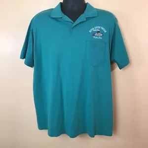 Jerzees Teal Green Pocket Polo River Queen Tavern Malta OH XL Vintage - Picture 1 of 6