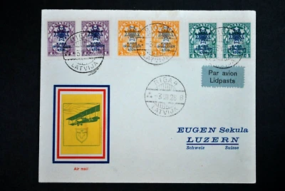 Cubierta de correo aéreo Letonia Riga 1928 a Lucerna Suiza Foto 1 de 2