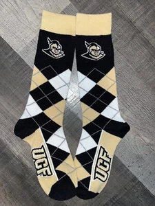 UCF KNIGHTS NCAA COLLEGE TEAM LOGO ARGYLE DRESS TROUSER SOCKS MEDIUM - Picture 1 of 1