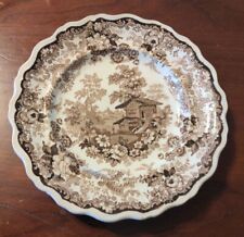 Swiss Scenery Antique Brown Transfer Staffordshire Plate 19th Century
