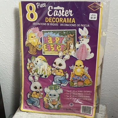 VTG 90's 8 Piece A Beistle Creation Easter Decors: Center Piece, Cutouts, Signs - Image 1 of 4
